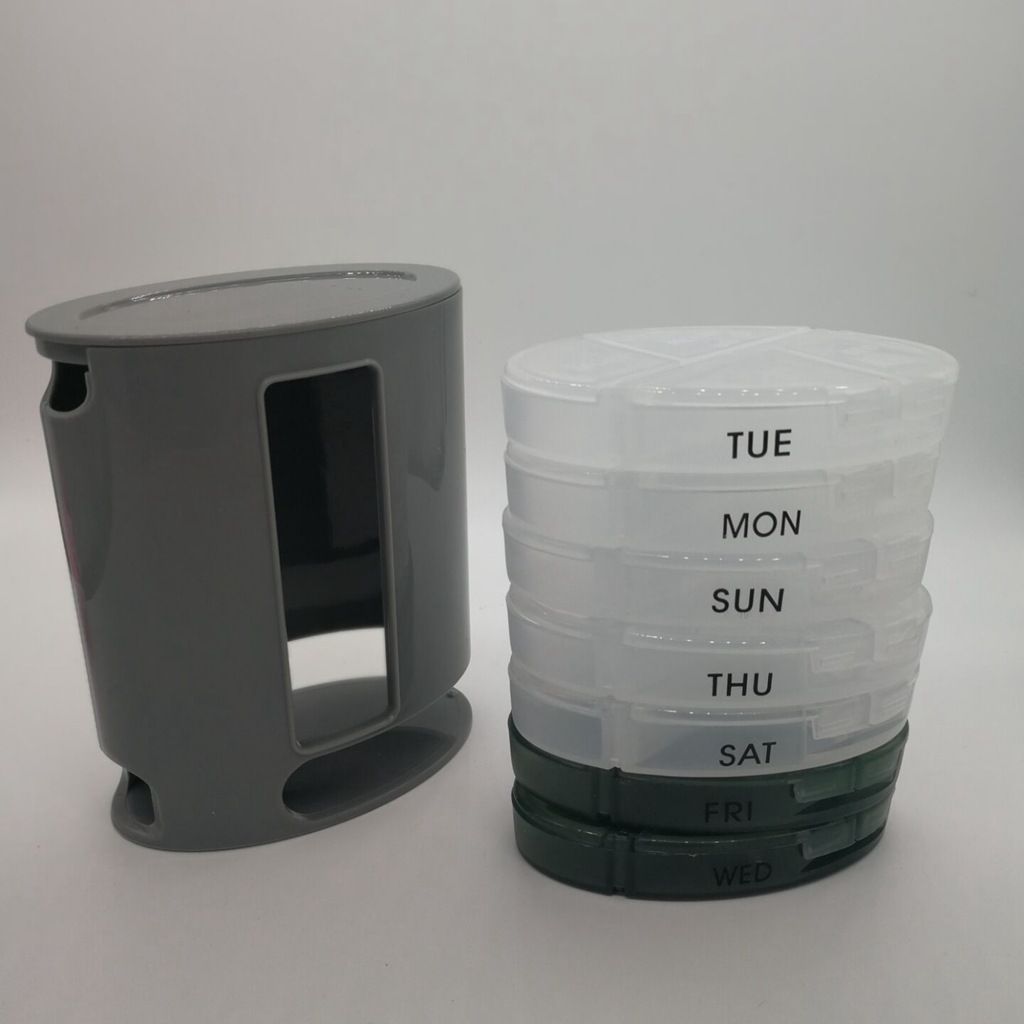 Portable Weekly Pill Organizer 1 Dispenser 7 Stackable Compartments Container Medicine Holder Tablet Container Pillbox Dispenser