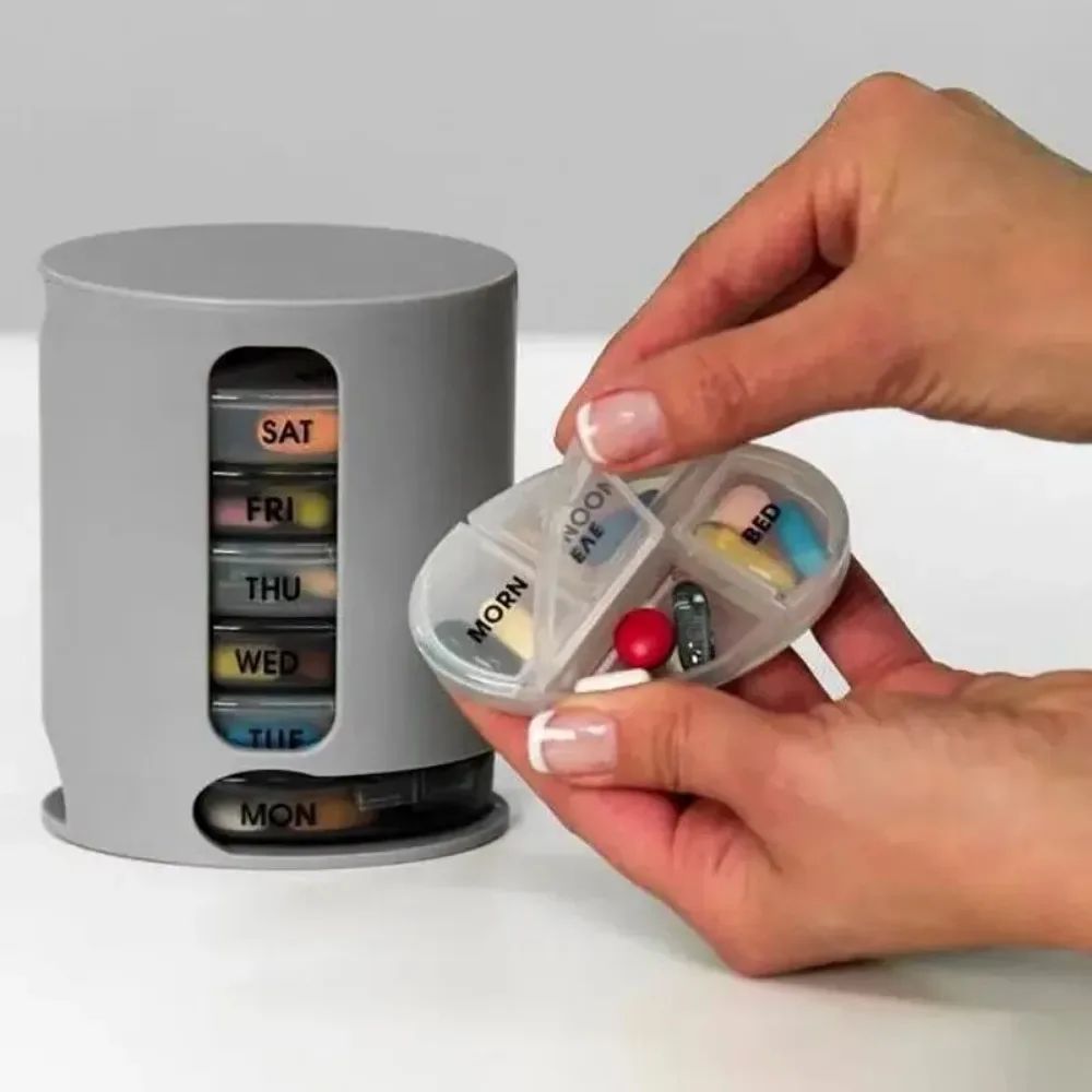 Portable Weekly Pill Organizer 1 Dispenser 7 Stackable Compartments Container Medicine Holder Tablet Container Pillbox Dispenser