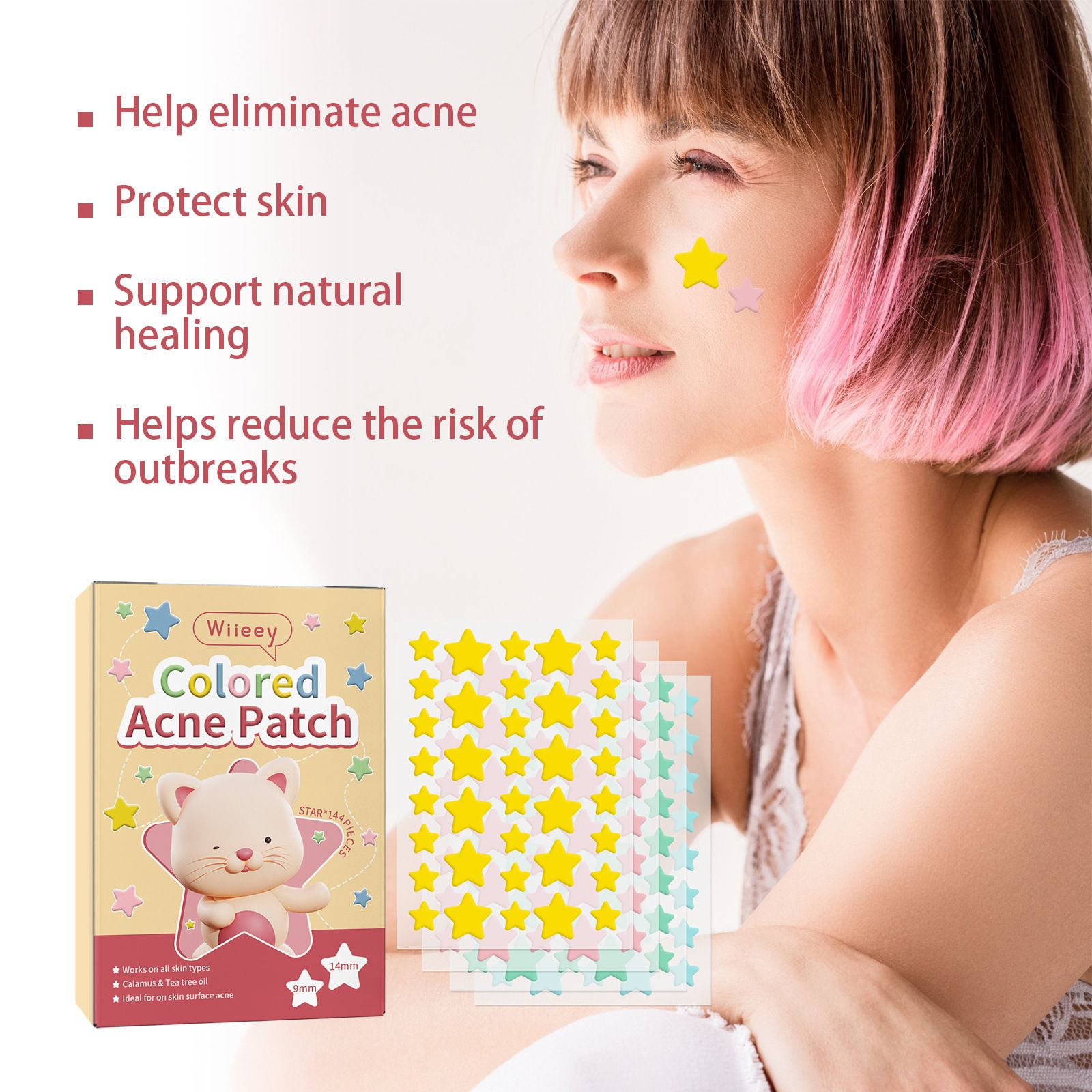 144PCS Star Pimple Patch Acne Colorful Invisible Acne Removal Skin Care Stickers Concealer Face Spot Beauty Makeup Tools