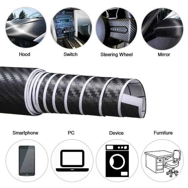 30cmx127cm 3D Carbon Fiber Vinyl Car Wrap Sheet Roll Film Car stickers and Decals Car Styling