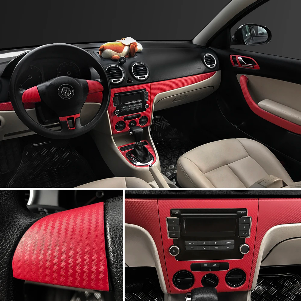 30cmx127cm 3D Carbon Fiber Vinyl Car Wrap Sheet Roll Film Car stickers and Decals Car Styling