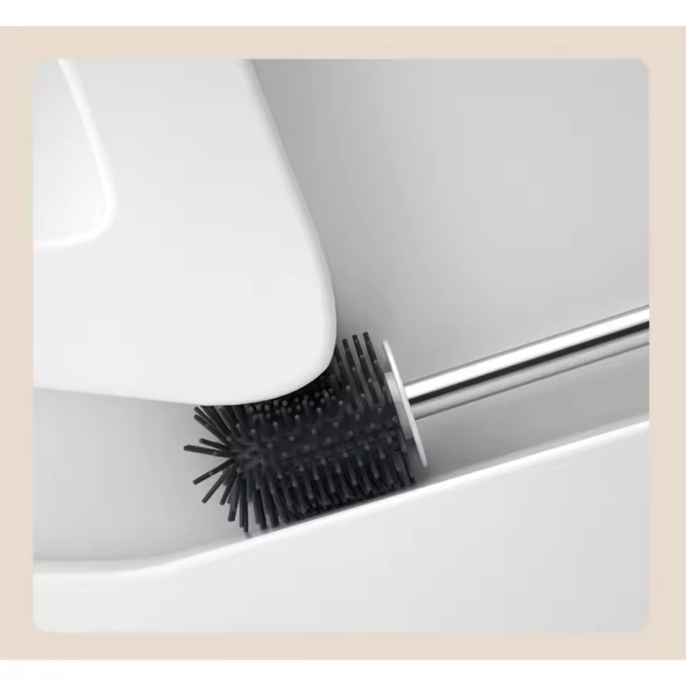 Toilet Brush Soft Hair No Dead Corner Long Handle Toilet Brush with Base Wall Hanging Floor Dual Use Toilet Cleaning Set