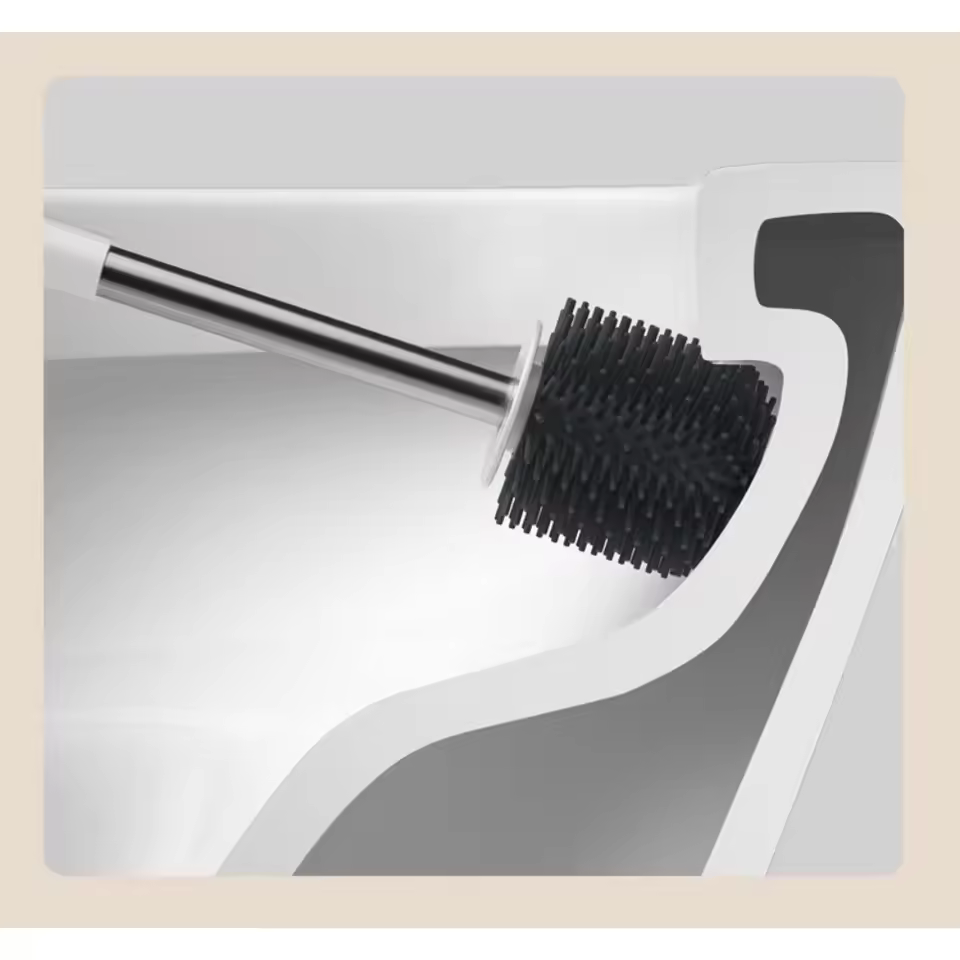 Toilet Brush Soft Hair No Dead Corner Long Handle Toilet Brush with Base Wall Hanging Floor Dual Use Toilet Cleaning Set