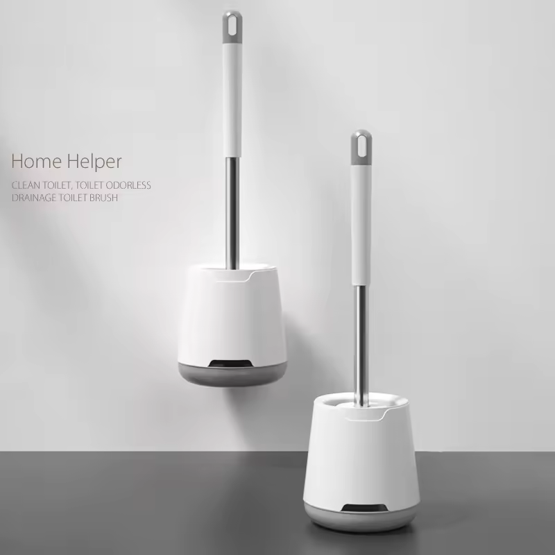 Toilet Brush Soft Hair No Dead Corner Long Handle Toilet Brush with Base Wall Hanging Floor Dual Use Toilet Cleaning Set