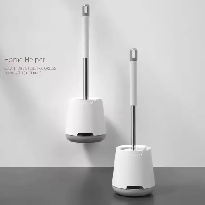 Toilet Brush Soft Hair No Dead Corner Long Handle Toilet Brush with Base Wall Hanging Floor Dual Use Toilet Cleaning Set