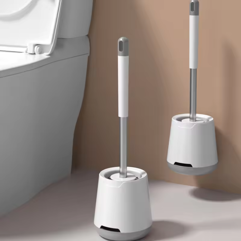 Toilet Brush Soft Hair No Dead Corner Long Handle Toilet Brush with Base Wall Hanging Floor Dual Use Toilet Cleaning Set
