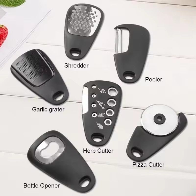 Stackable Kitchen Tools 6 Pieces Melon Shaver Cutter Garlic Grinder Can Opener Cheese Shaver Pizza Tool Cosas De Cocina New