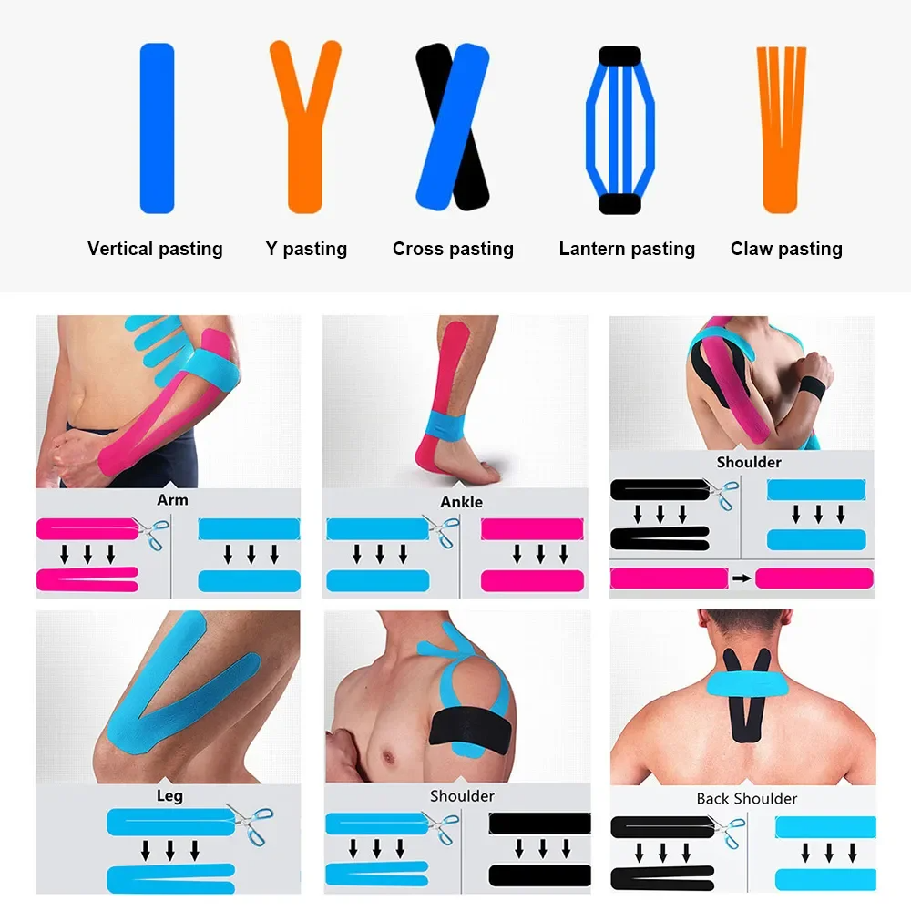 3.8cm*5cm Kinesiology Tape Muscle Patch Sports Bandage Medical Athletic Recovery Self Adherent Waterproof Bandage for Muscle Pain Relief
