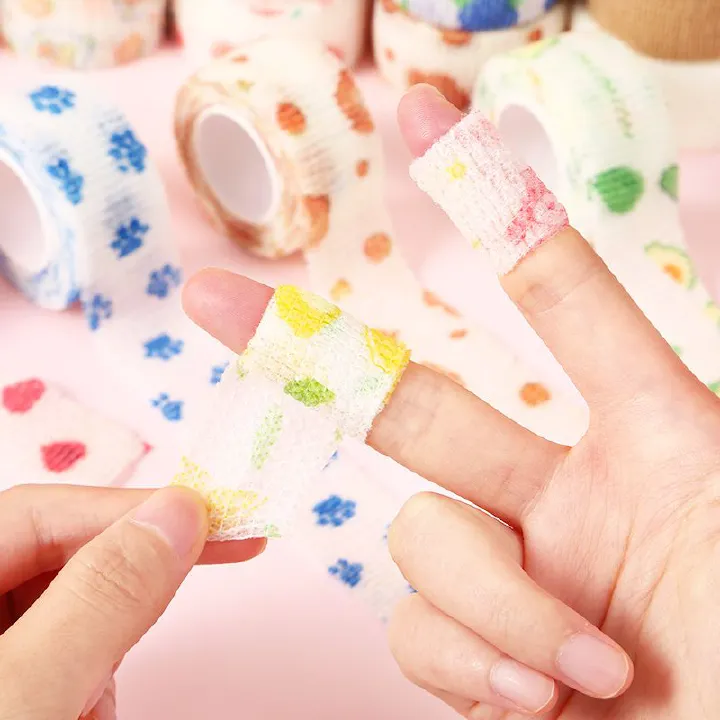 Athletic Tape Wraps for Sports, Colorful Bandage for Tattooing, Finger Joint, Knee Pet, Printed Self-Adhesive Wraps, 2.5cm