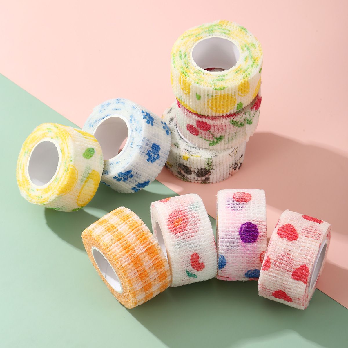 Athletic Tape Wraps for Sports, Colorful Bandage for Tattooing, Finger Joint, Knee Pet, Printed Self-Adhesive Wraps, 2.5cm