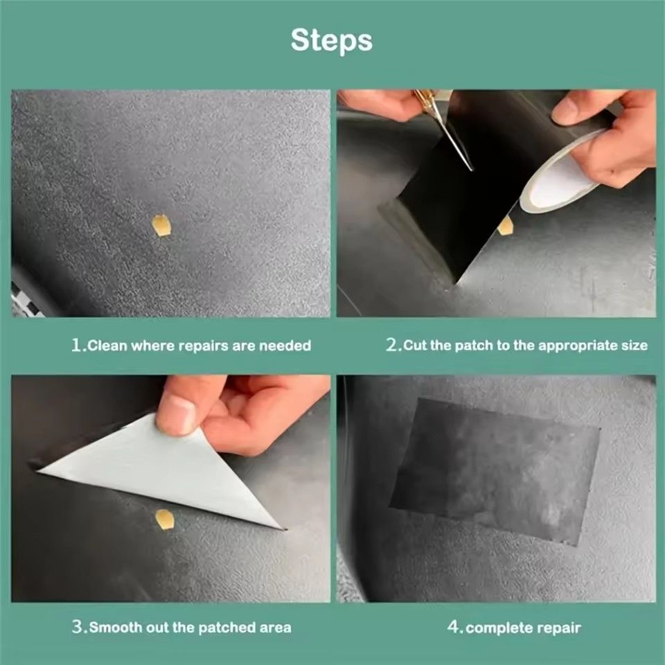 Self Adhesive Leather Repair Tape for Sofa Car Seats Handbags Jackets Furniture Shoes First Aid Patch Leather Patch DIY Black