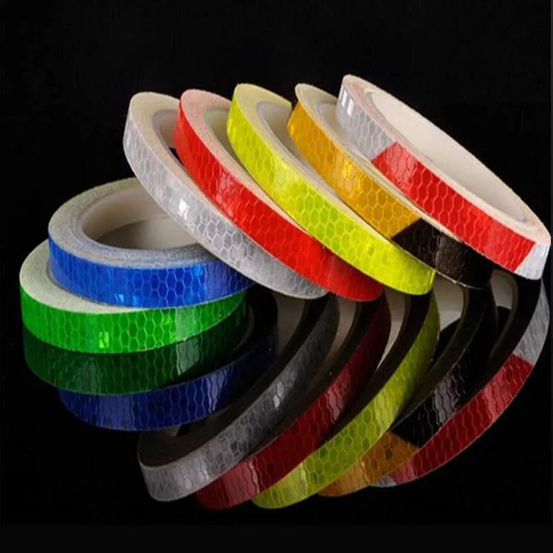 1cm*8m Reflective Tapes 9 Colors Reflectors Warning Tape Night Safety Sticker White Blue Red Yellow Orange Green For Bicycle Car