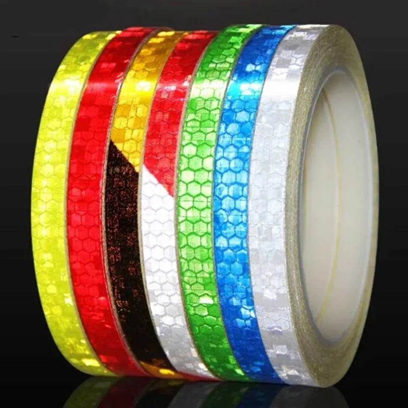 1cm*8m Reflective Tapes 9 Colors Reflectors Warning Tape Night Safety Sticker White Blue Red Yellow Orange Green For Bicycle Car