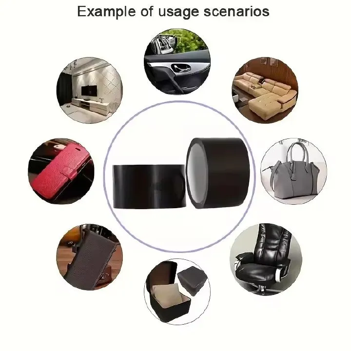 Self Adhesive Leather Repair Tape for Sofa Car Seats Handbags Jackets Furniture Shoes First Aid Patch Leather Patch DIY Black