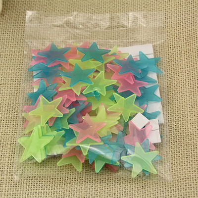 100Pcs 3cm  Luminous Star Stickers Background Wall Decoration Bedroom Glow Stickers Fluorescent Stereo Wall Stickers