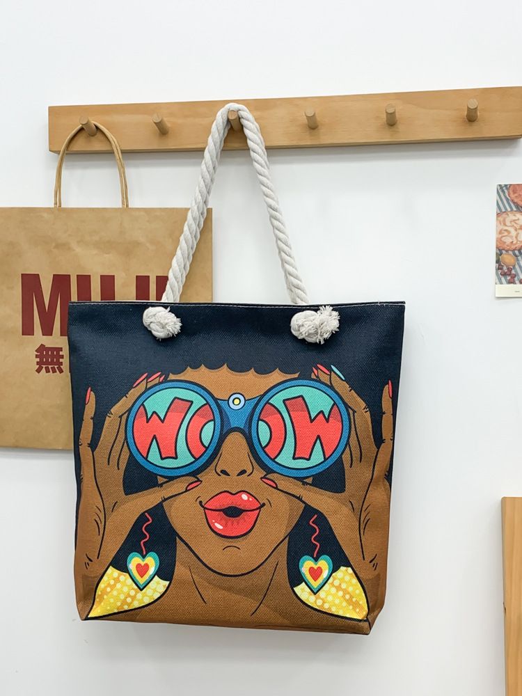 African American Woman Tote Bag Black Girl Shoulder Bag Afro Handbag Beach Bag for Adults Students School Office Shop Travel