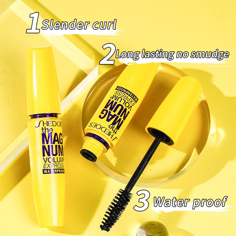 1pc Black Mascara Thickening, Lengthening, Curling, Waterproof Liquid Fiber Mascara