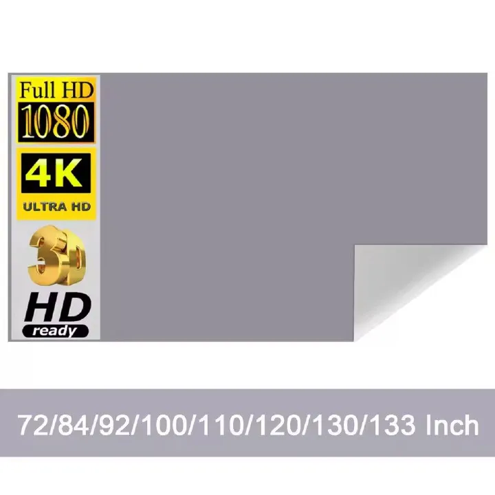 Simple Curtain Anti-Light 60 72 84 100 120 Inches Projection Screens Home Outdoor Office Portable 3D HD Projector