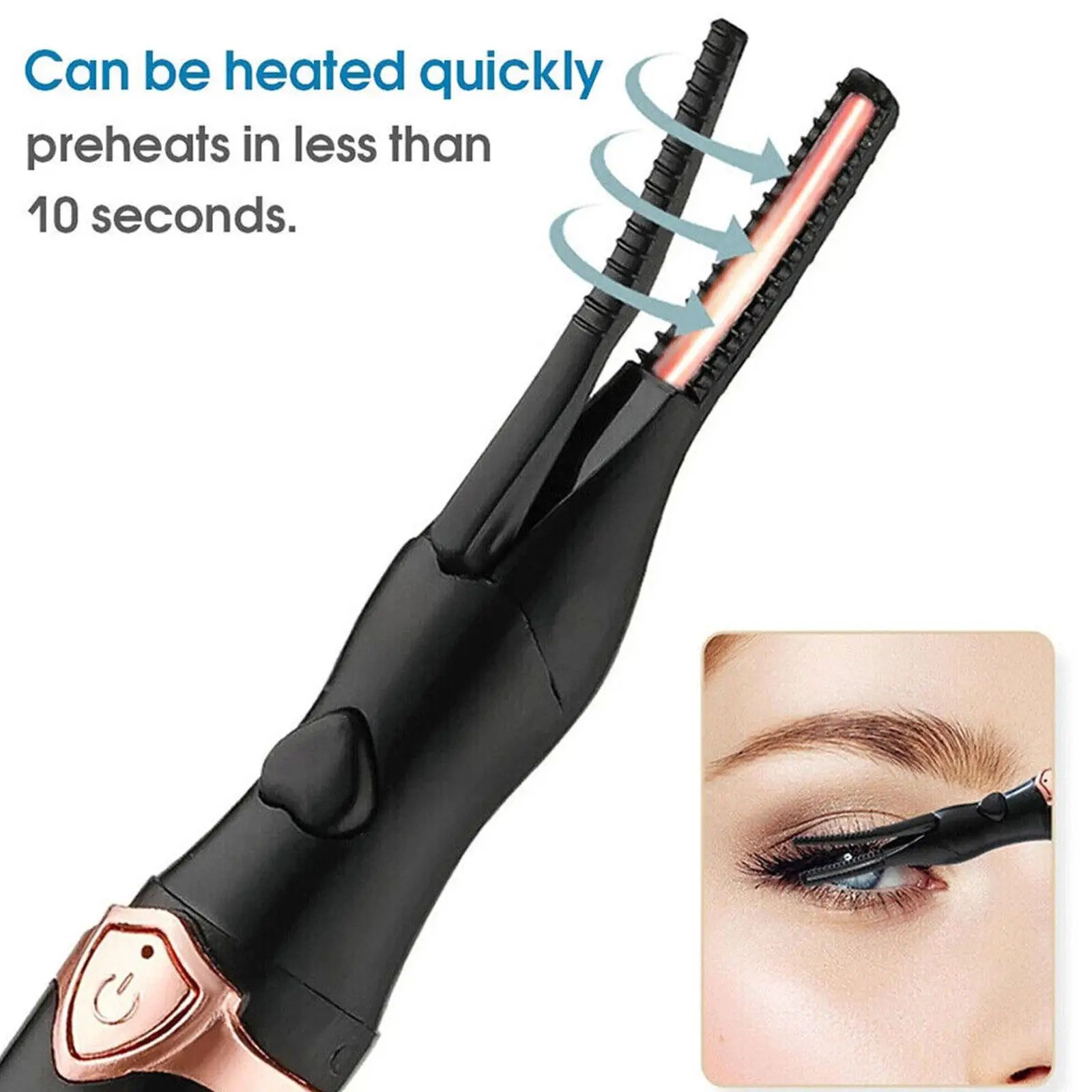 Portable USB Electric Eyelash Curler Fast and Natural ,Lasting Lash Curler Tool Naturally Curled Electric Eyelash Curler Intelligent Temperature Control Styling Make Up Eyelashes Curl