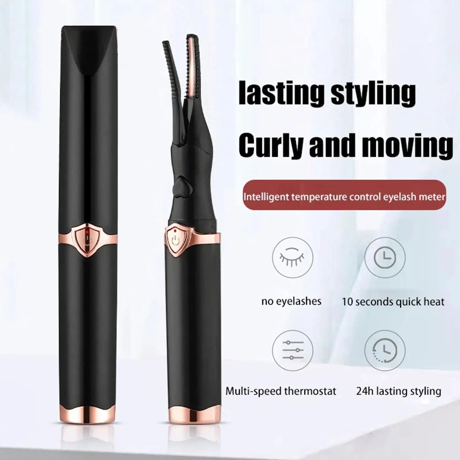 Portable USB Electric Eyelash Curler Fast and Natural ,Lasting Lash Curler Tool Naturally Curled Electric Eyelash Curler Intelligent Temperature Control Styling Make Up Eyelashes Curl