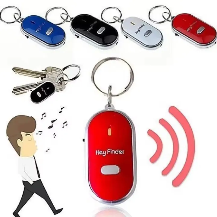 1 pcs /2 pcs Anti-Lost Key Finder Keychain Flashing Beeping Alarm Key Locator Sound Control Smart Finder With LED Whistle Women's Men's Gift