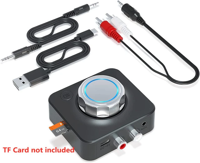 Bluetooth 5.0 Audio Receiver 3D Stereo Music Wireless Adapter TF Card RCA 3.5mm 3.5 AUX Jack For Car Speaker Amplifier Headphone