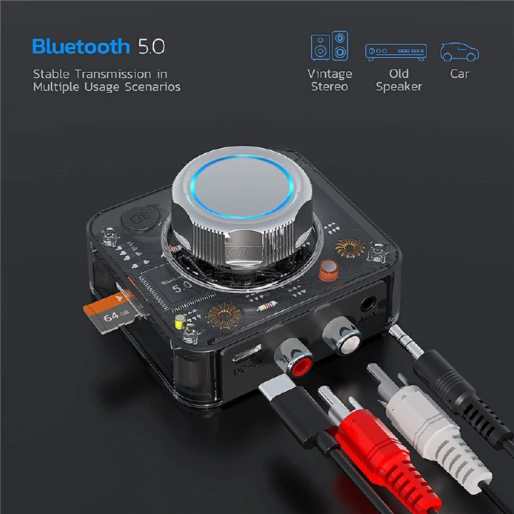 Bluetooth 5.0 Audio Receiver 3D Stereo Music Wireless Adapter TF Card RCA 3.5mm 3.5 AUX Jack For Car Speaker Amplifier Headphone