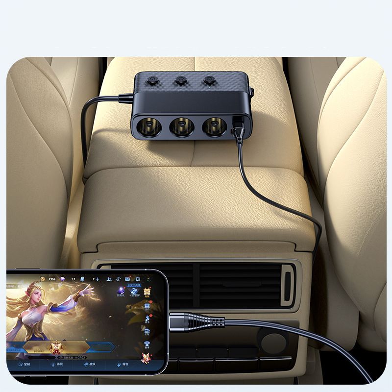 127W Car Charger Splitter Multi Ports PD30W QC3.0 Cigarette Lighter Adapter Car Cigarette Lighter Socket Splitter with Switch