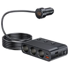 127W Car Charger Splitter Multi Ports PD30W QC3.0 Cigarette Lighter Adapter Car Cigarette Lighter Socket Splitter with Switch