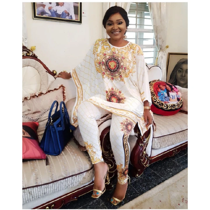 African Print Set-2 Piece Set Africa Clothes African Dashiki New Dashiki Fashion Suit (Top And Trousers) Super Elastic Party Plus Size For Lady