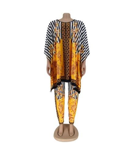 African Print Set-2 Piece Set Africa Clothes African Dashiki New Dashiki Fashion Suit (Top And Trousers) Super Elastic Party Plus Size For Lady