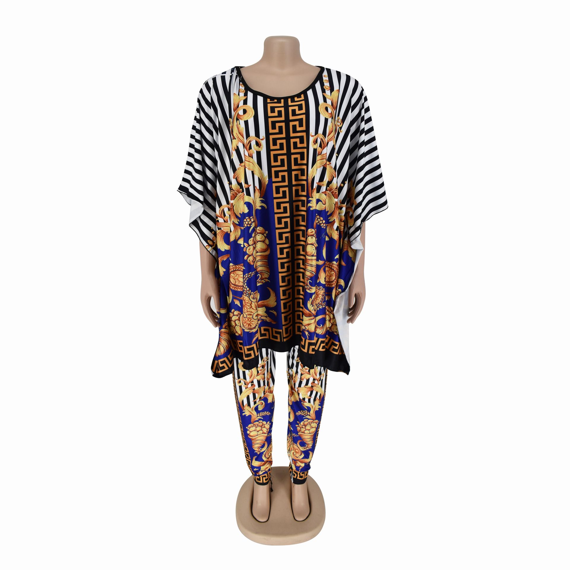 African Print Set-2 Piece Set Africa Clothes African Dashiki New Dashiki Fashion Suit (Top And Trousers) Super Elastic Party Plus Size For Lady