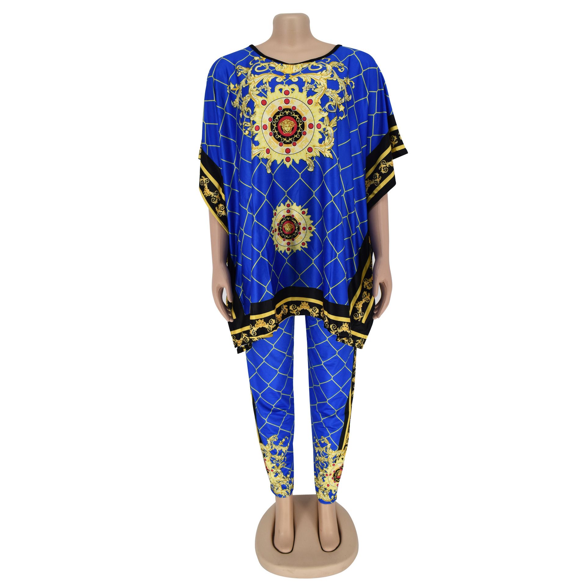 African Print Set-2 Piece Set Africa Clothes African Dashiki New Dashiki Fashion Suit (Top And Trousers) Super Elastic Party Plus Size For Lady