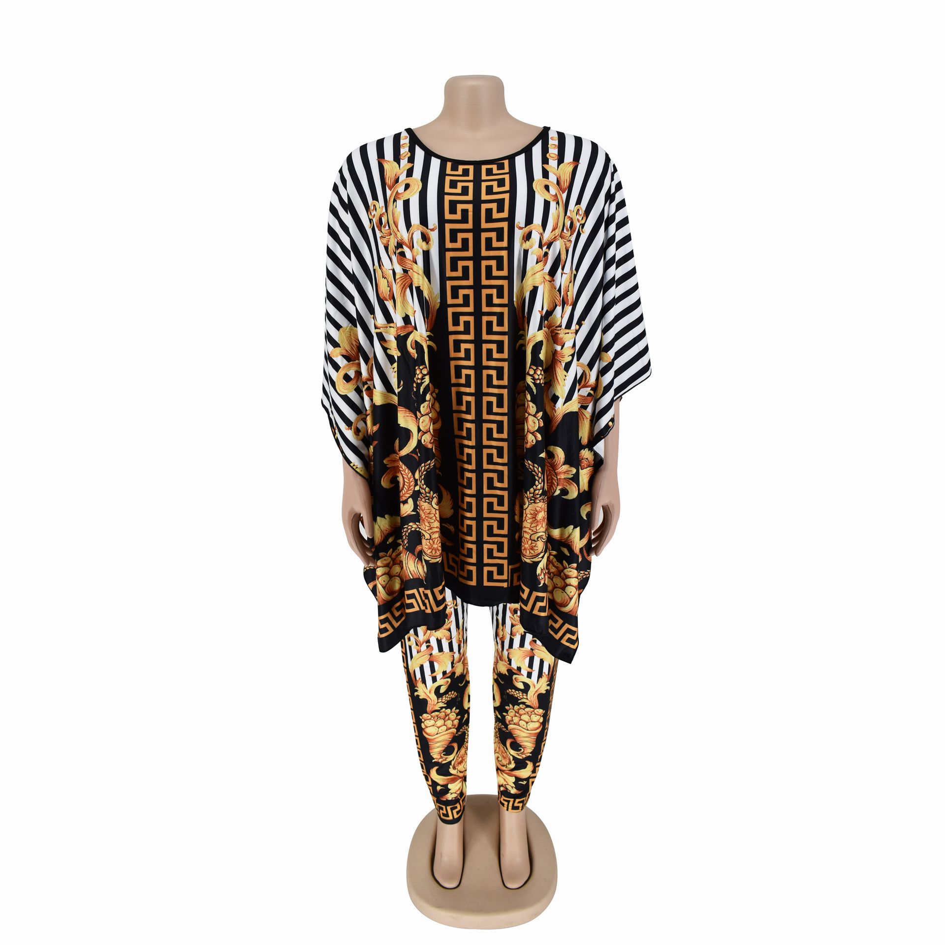 African Print Set-2 Piece Set Africa Clothes African Dashiki New Dashiki Fashion Suit (Top And Trousers) Super Elastic Party Plus Size For Lady