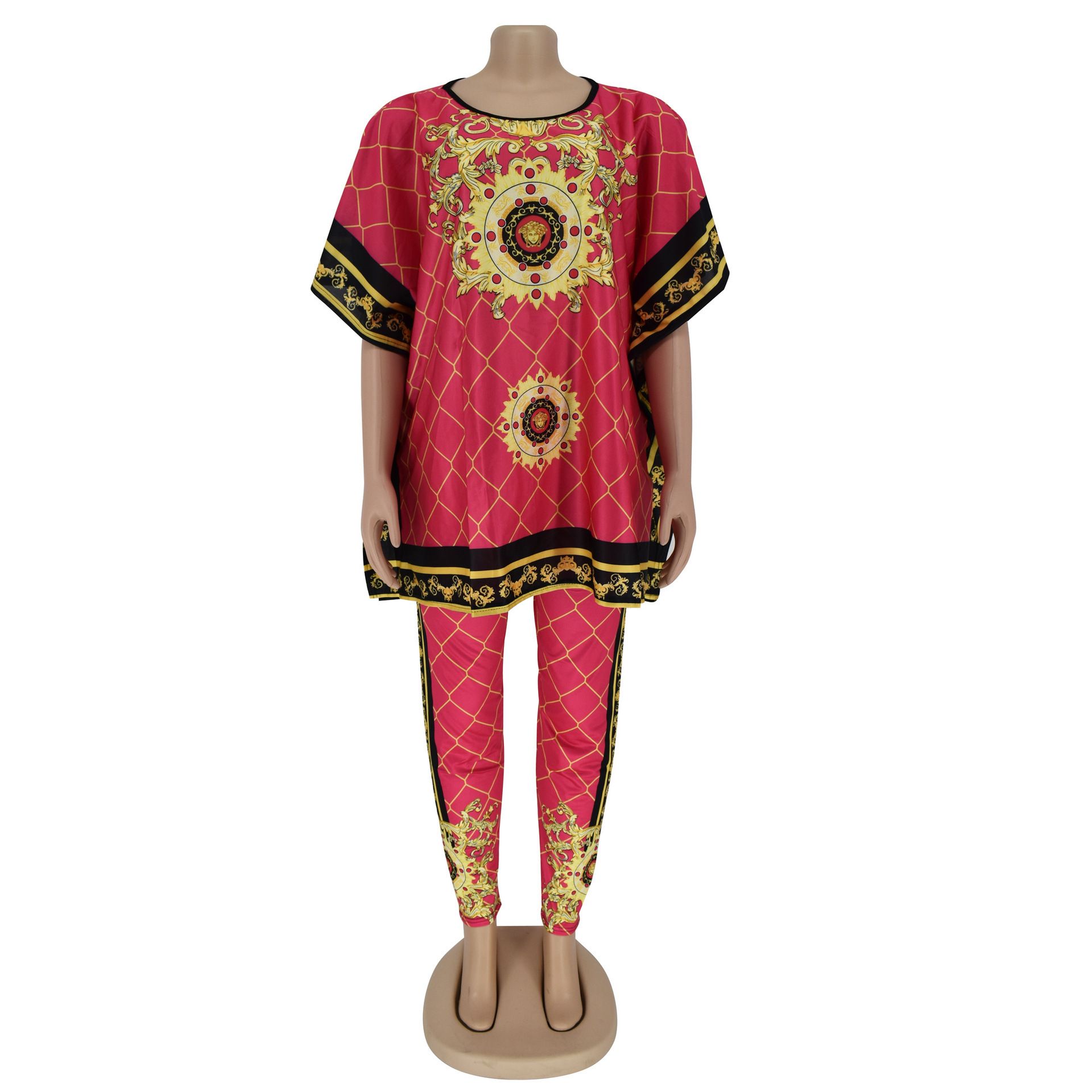 African Print Set-2 Piece Set Africa Clothes African Dashiki New Dashiki Fashion Suit (Top And Trousers) Super Elastic Party Plus Size For Lady