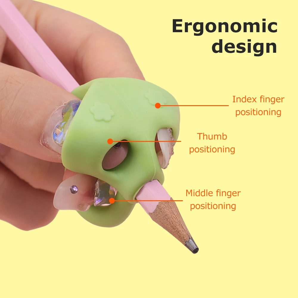 5Pcs Silicone Pencil Grips Three Fingers Fixed Handwriting Posture Correction Grip Trainer Kids Pencil Holder Writing Aid Grip