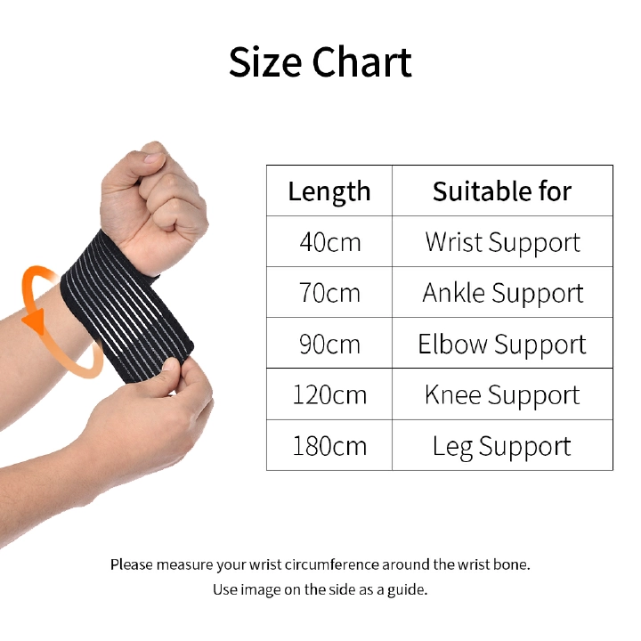 2Pcs/Set  40/70/90/120/180cm Elastic Breathable Sports Wrist Knee Ankle Elbow Calf Arm Band Brace Support Wrap Compression Bandage