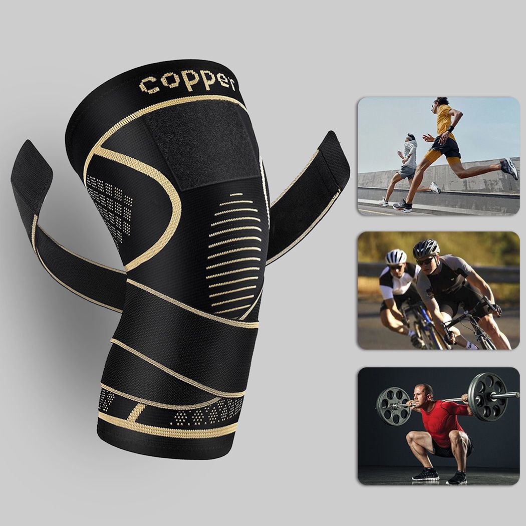 Sports Copper Ion Knee Pads Non-slip Knitted Nylon Knee Pads Patella Wear Tendon Injury Fitness Jump Rope Basketball Men Women