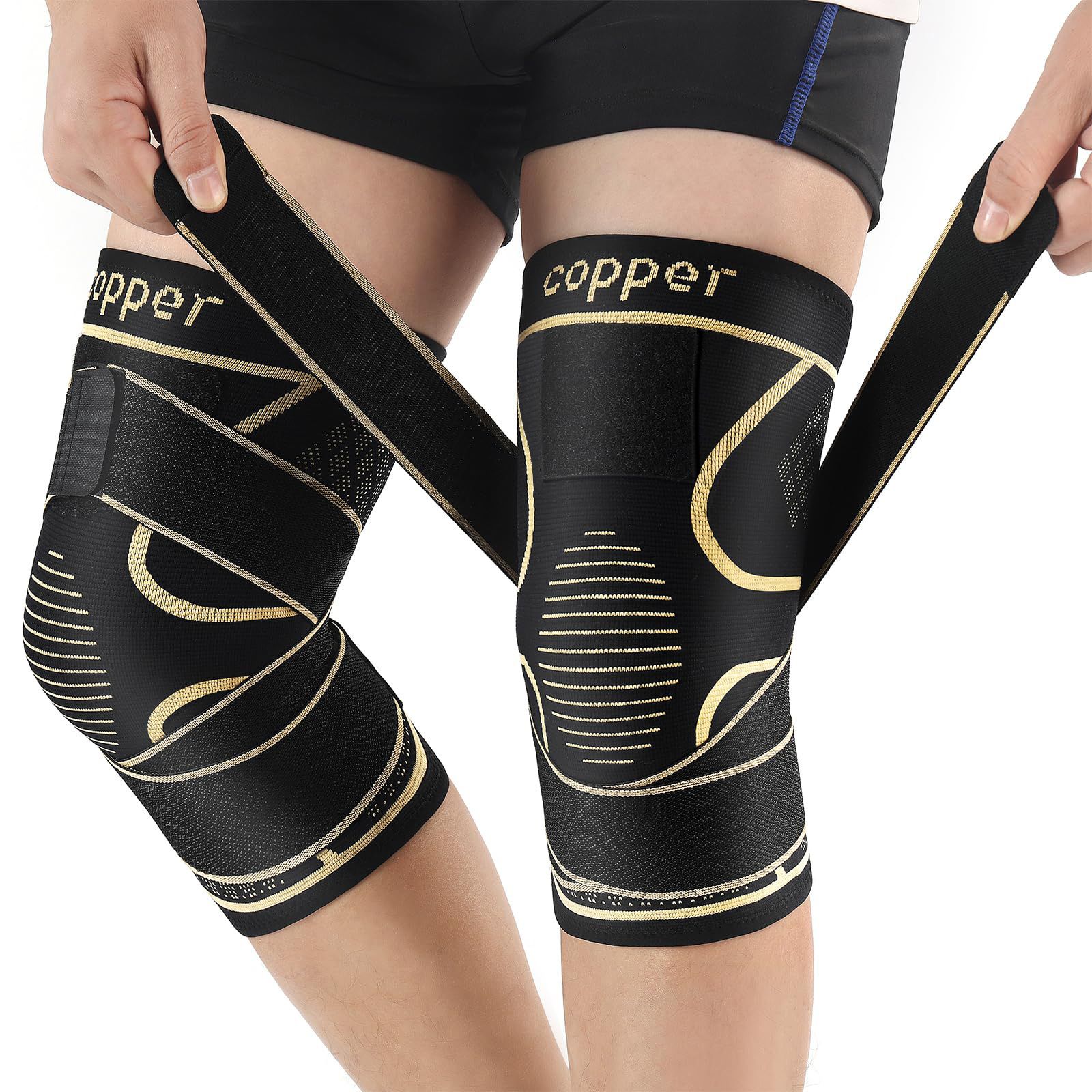 Sports Copper Ion Knee Pads Non-slip Knitted Nylon Knee Pads Patella Wear Tendon Injury Fitness Jump Rope Basketball Men Women