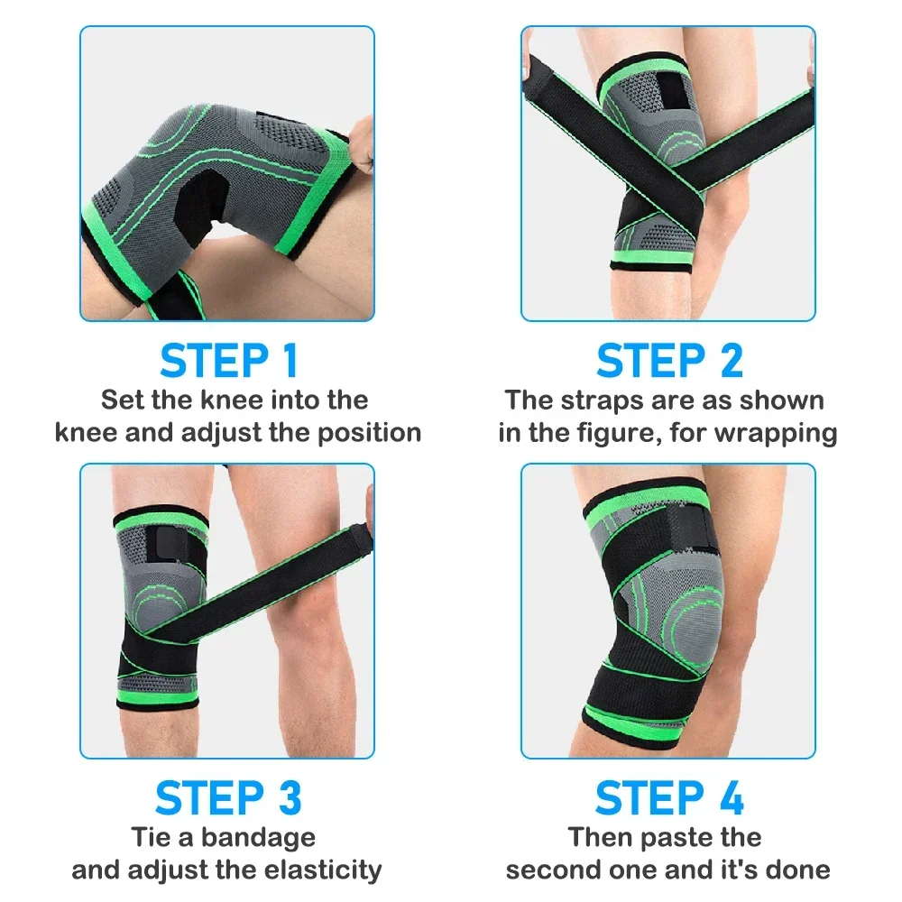 1PCS Sports Kneepad Men And Women Pressurized Elastic Knee Pads Support Fitness Gear Basketball Volleyball Bicycle Brace Protector Accessories