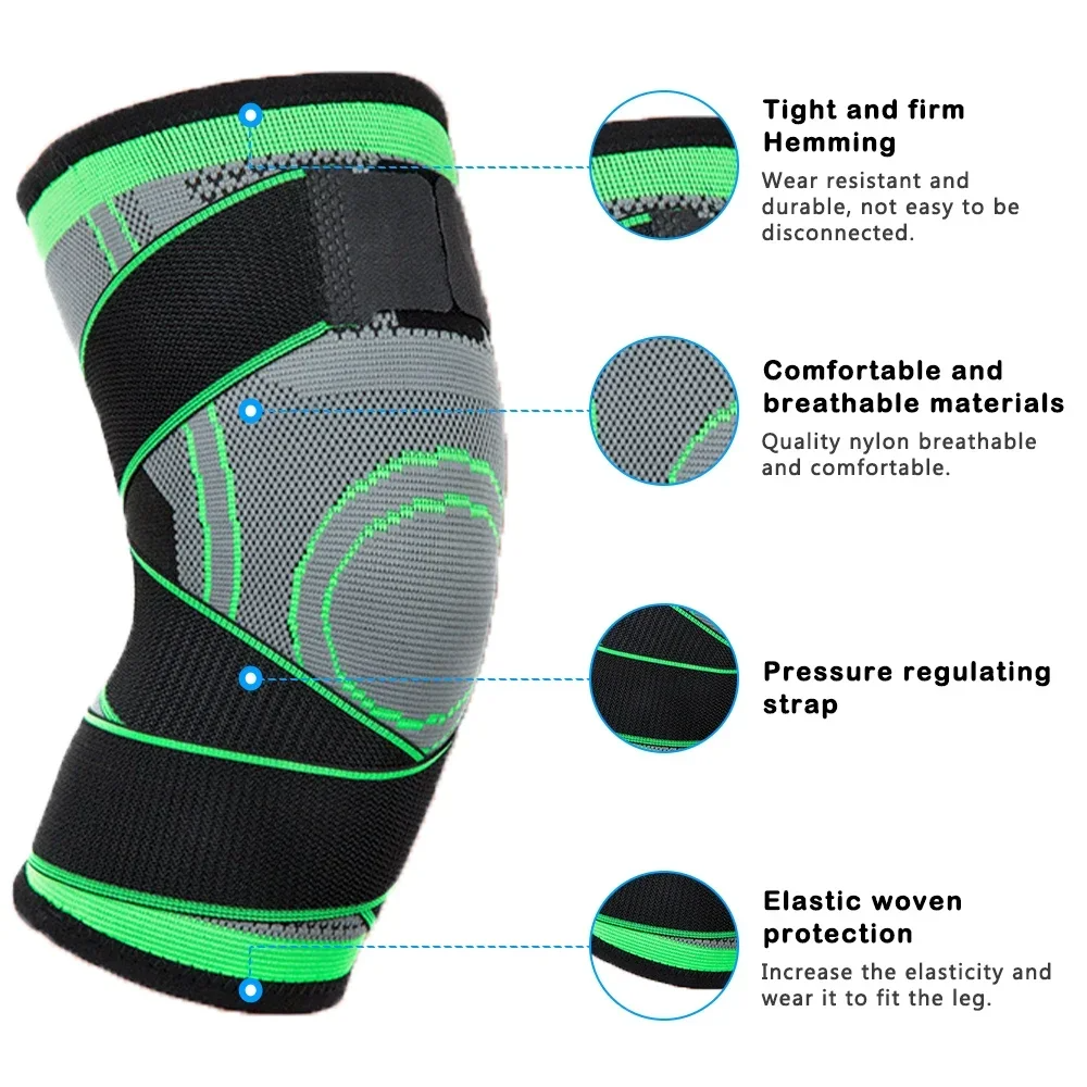 1PCS Sports Kneepad Men And Women Pressurized Elastic Knee Pads Support Fitness Gear Basketball Volleyball Bicycle Brace Protector Accessories