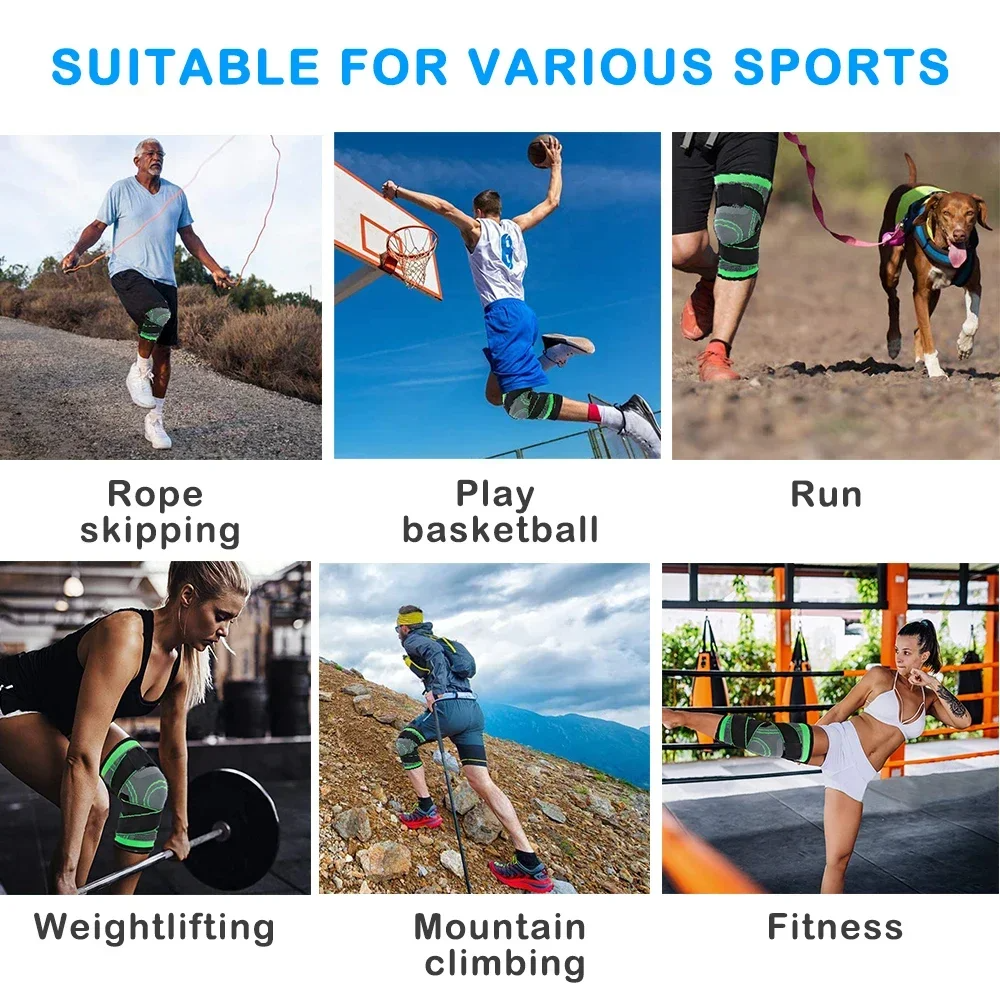 1PCS Sports Kneepad Men And Women Pressurized Elastic Knee Pads Support Fitness Gear Basketball Volleyball Bicycle Brace Protector Accessories