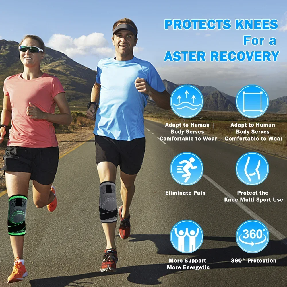 1PCS Sports Kneepad Men And Women Pressurized Elastic Knee Pads Support Fitness Gear Basketball Volleyball Bicycle Brace Protector Accessories