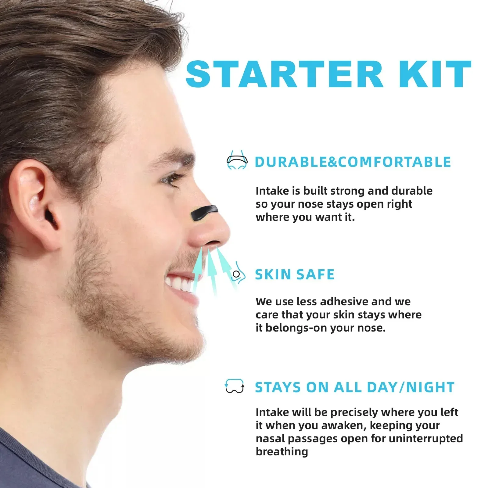 30 Days/Box Nasal Breathing Dilators Starter Kit Magnetic Nose Strips Increase Sports Air Intake Improve Sleeping Reduce Snoring