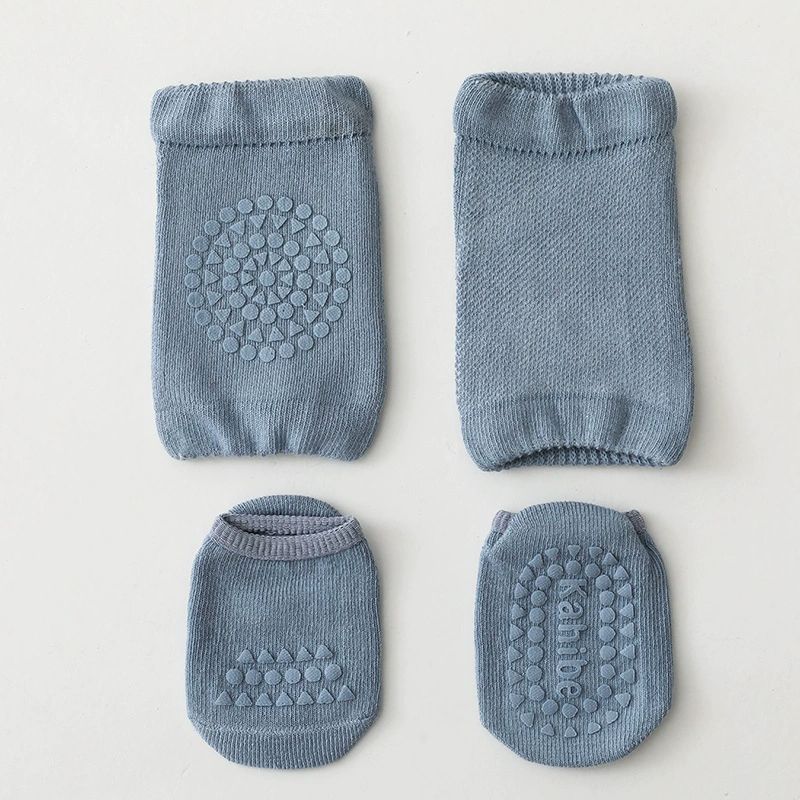 Baby Knee Pads Socks Set for Girls Boys Summer Solid Color Anti Slip Socks Kid Crawling Safety Floor Sock Leg Knee Protector