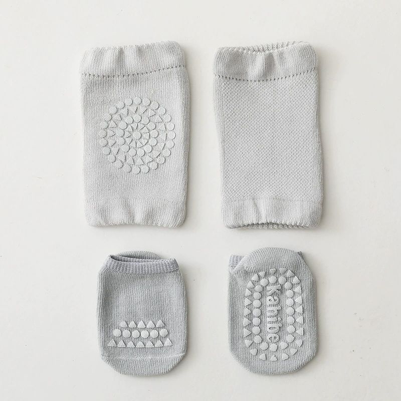 Baby Knee Pads Socks Set for Girls Boys Summer Solid Color Anti Slip Socks Kid Crawling Safety Floor Sock Leg Knee Protector