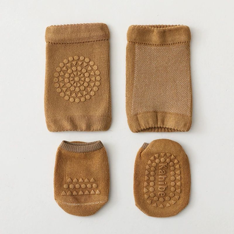 Baby Knee Pads Socks Set for Girls Boys Summer Solid Color Anti Slip Socks Kid Crawling Safety Floor Sock Leg Knee Protector