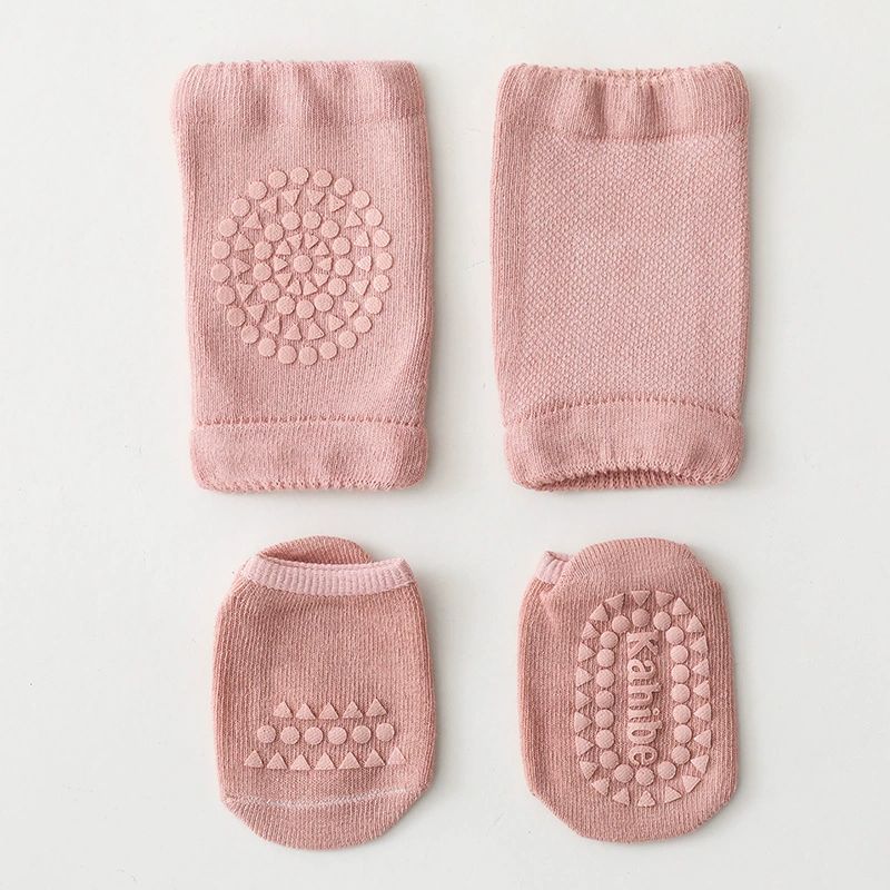 Baby Knee Pads Socks Set for Girls Boys Summer Solid Color Anti Slip Socks Kid Crawling Safety Floor Sock Leg Knee Protector