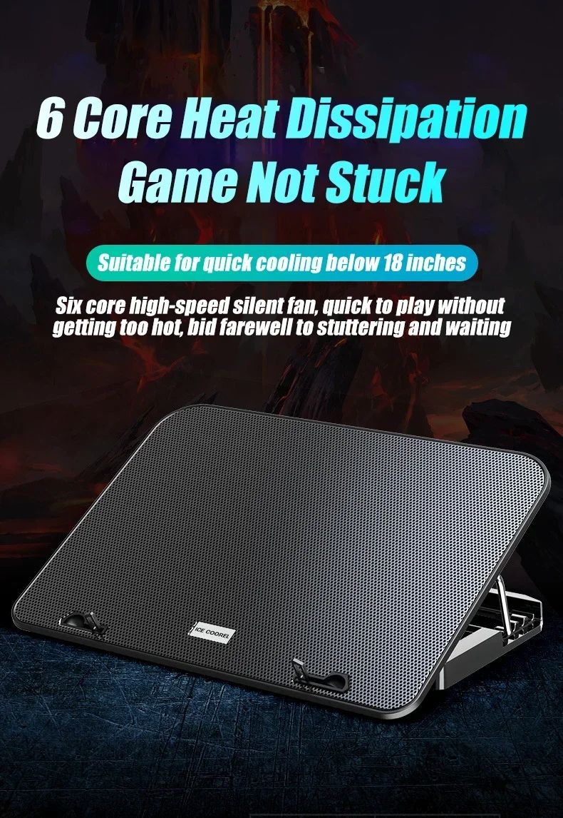 Laptop Cooling Pad,A9 Gaming RGB 15.6 inch Laptop Cooler 2 USB Ports 6 Fan Gaming Led Light Notebook Cooler For 13-18 Inch Stand For Laptop Macbook