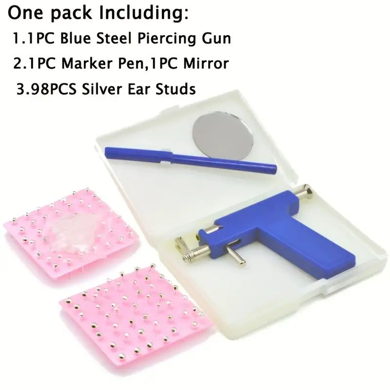 Professional Ear Piercing Gun Tool Set 98pcs Ear Studs Steel Ear Nose Navel Body Piercing Gun Unit Tool Kit Safety Pierce Tool